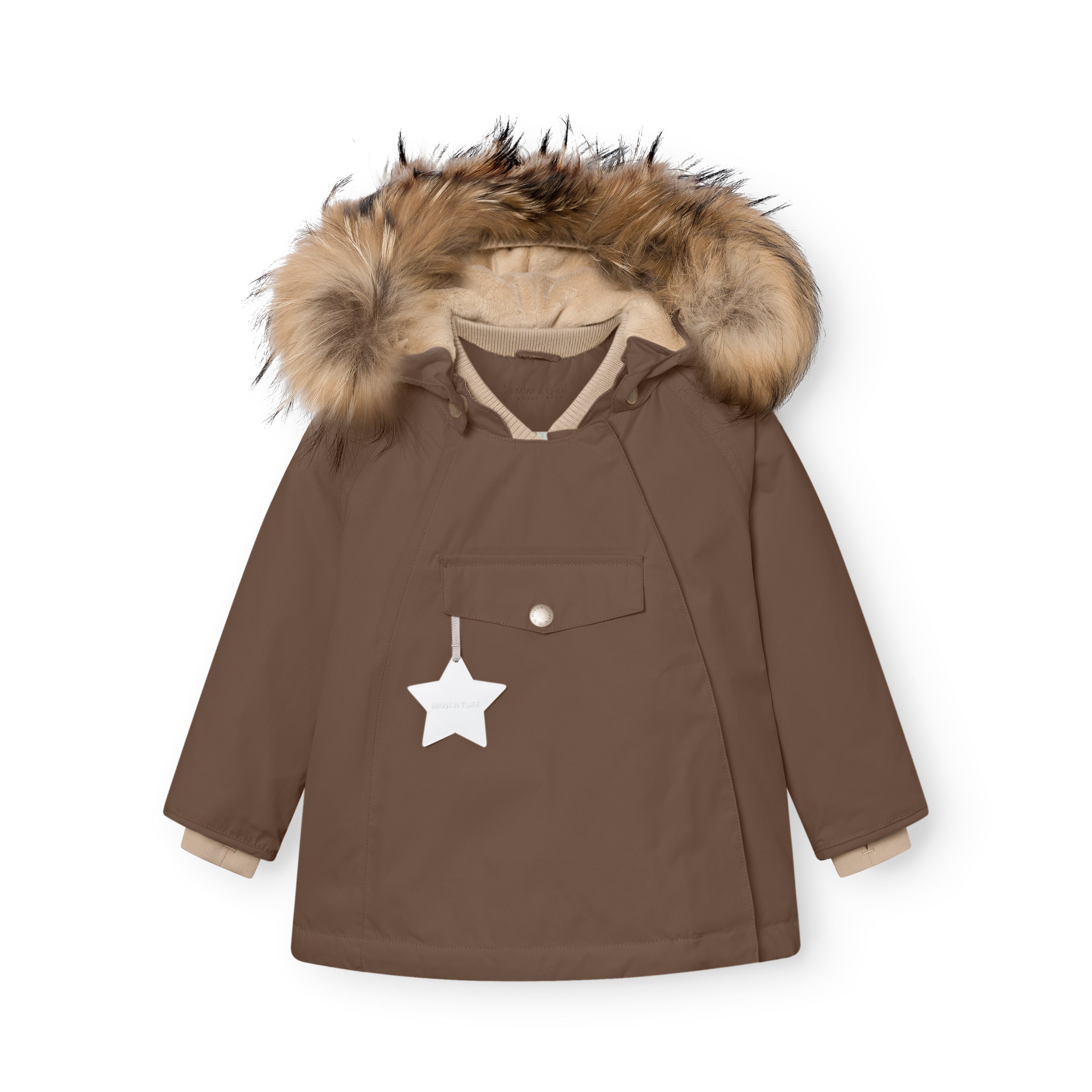 MATWANG fleeceforet vinterjakke med pels. GRS