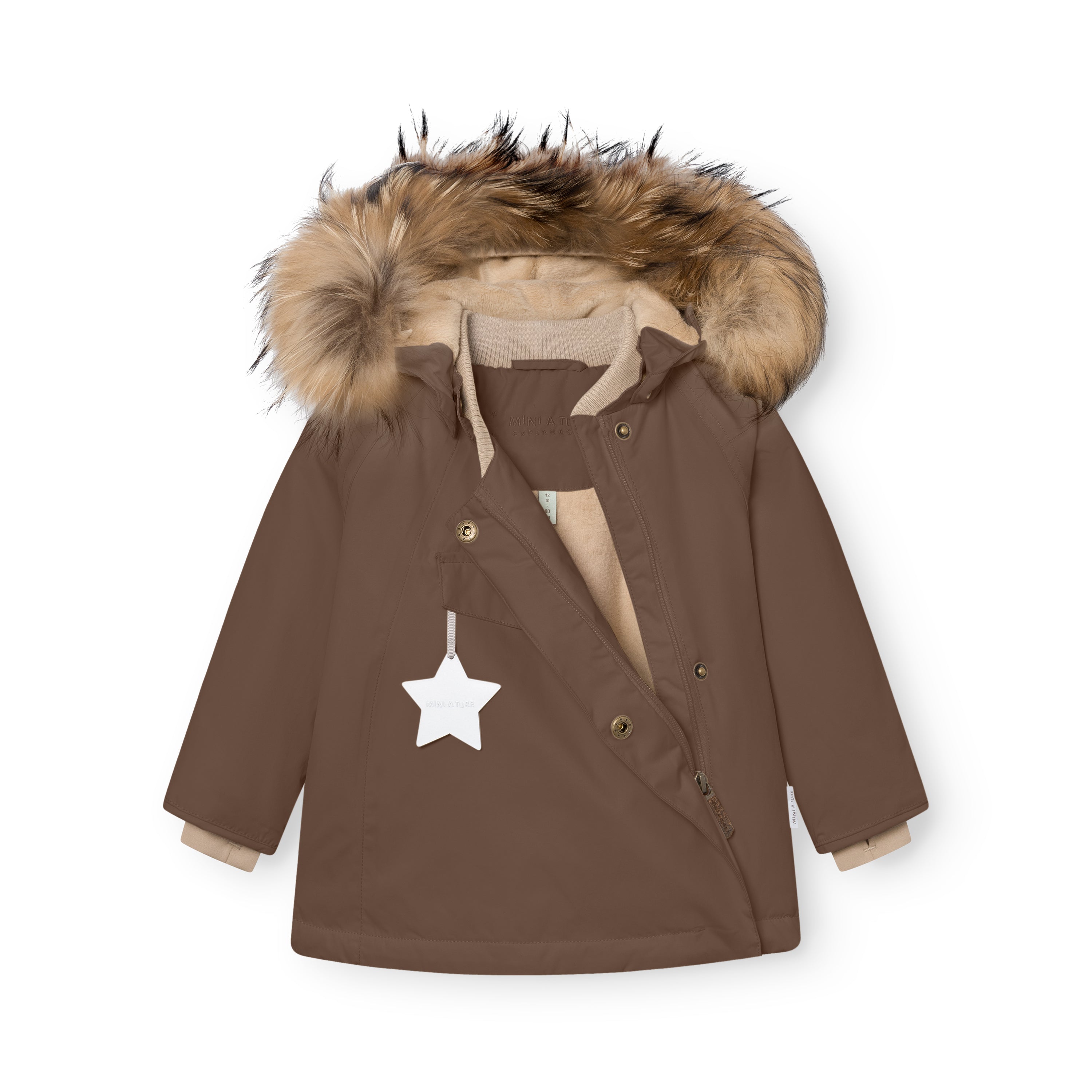 MATWANG fleeceforet vinterjakke med pels. GRS