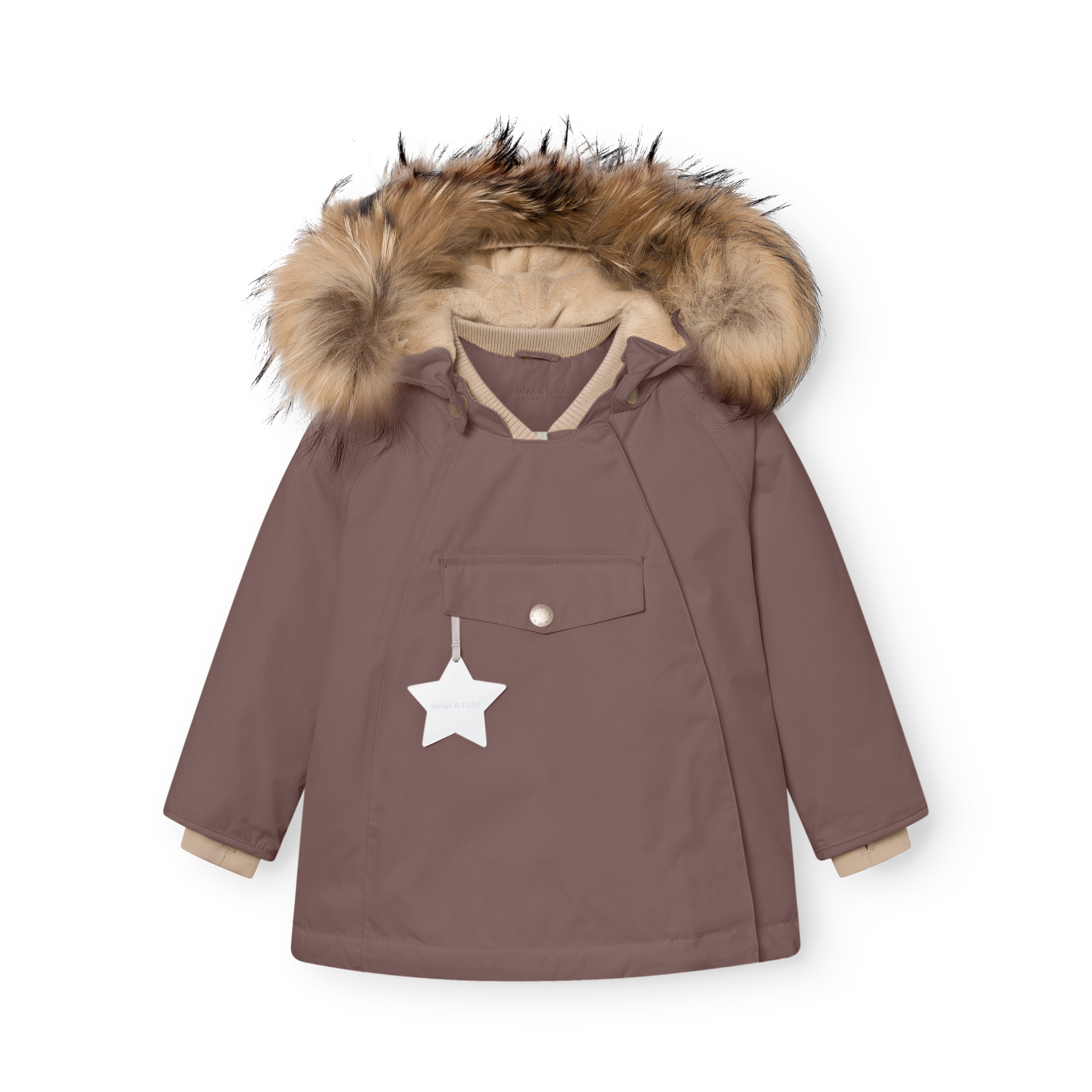 MATWANG fleeceforet vinterjakke med pels. GRS