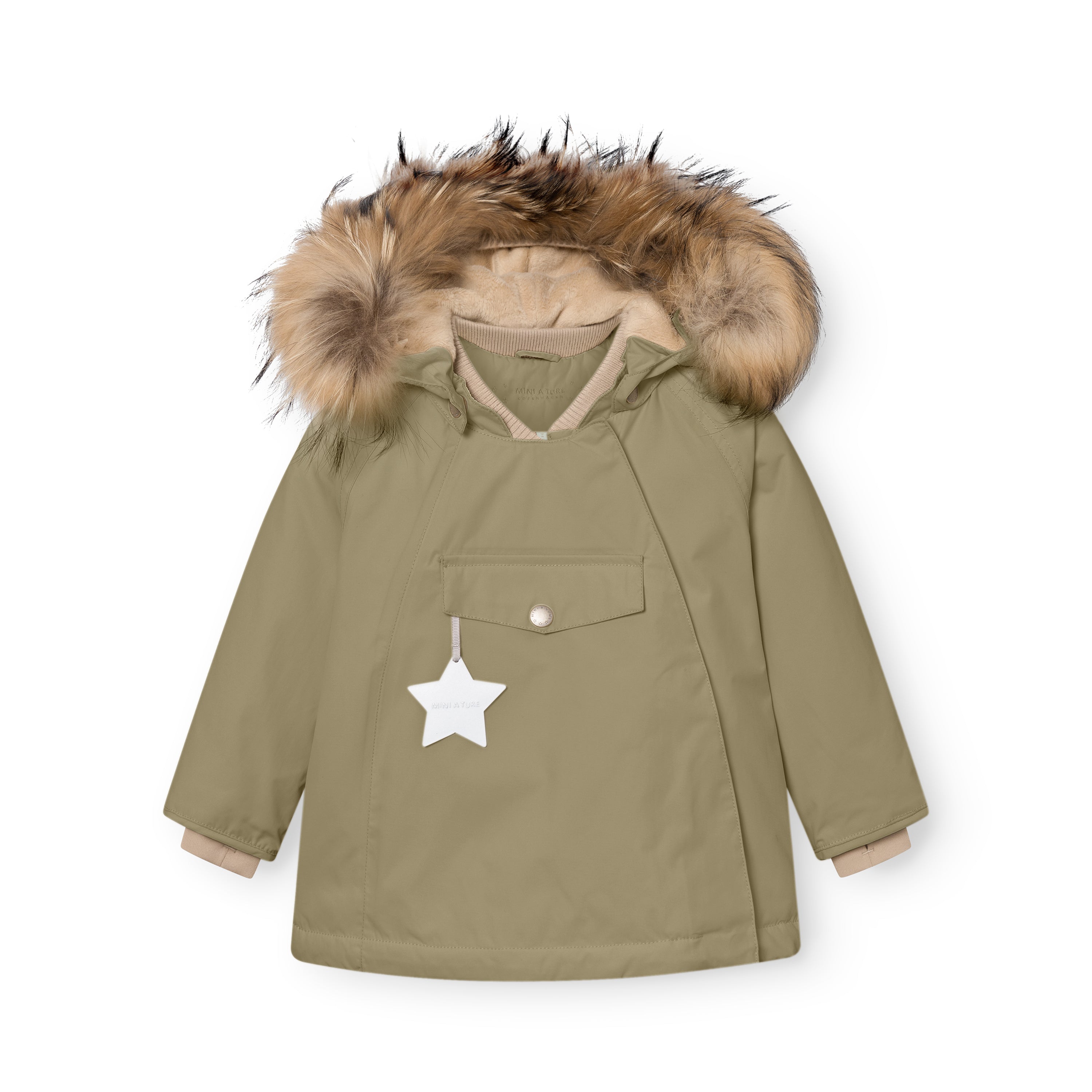 MATWANG fleeceforet vinterjakke med pels. GRS