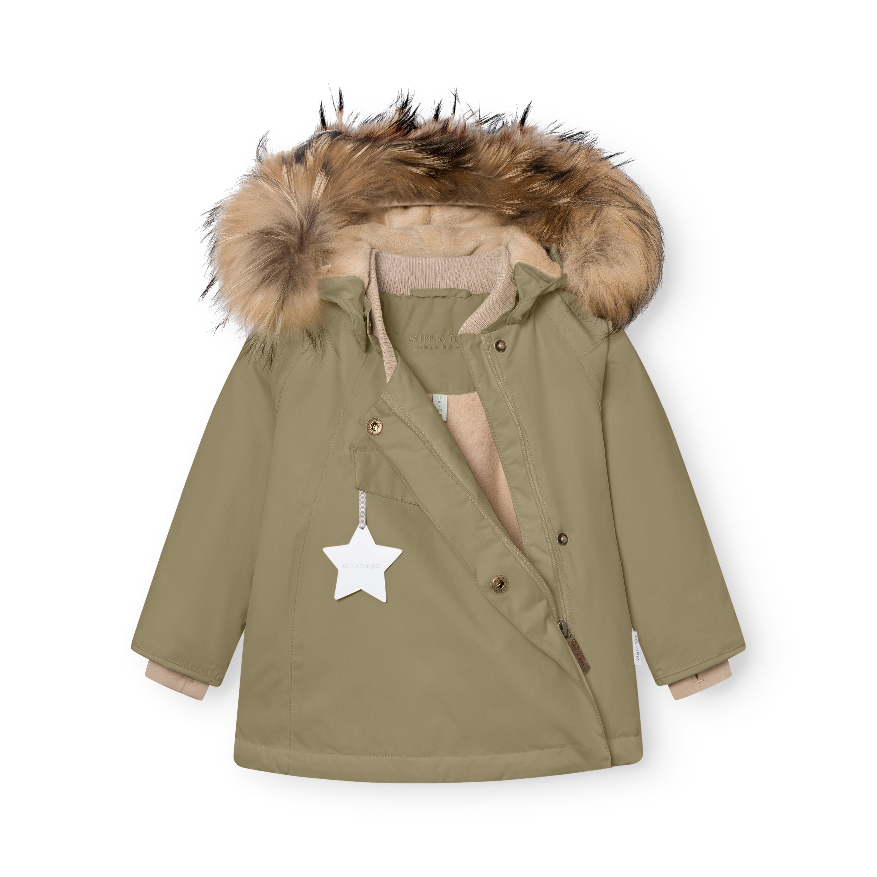 MATWANG fleeceforet vinterjakke med pels. GRS