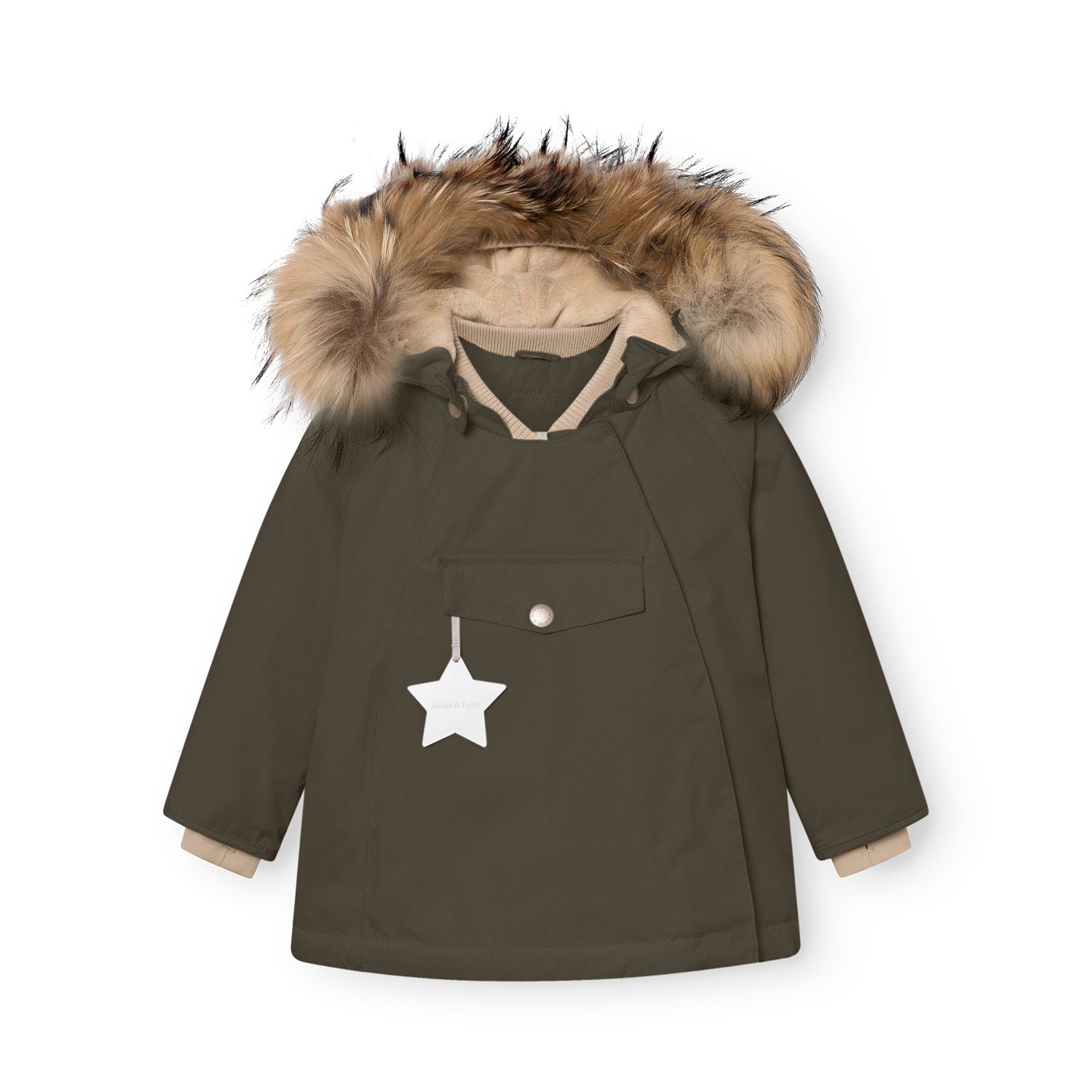 MATWANG fleeceforet vinterjakke med pels. GRS