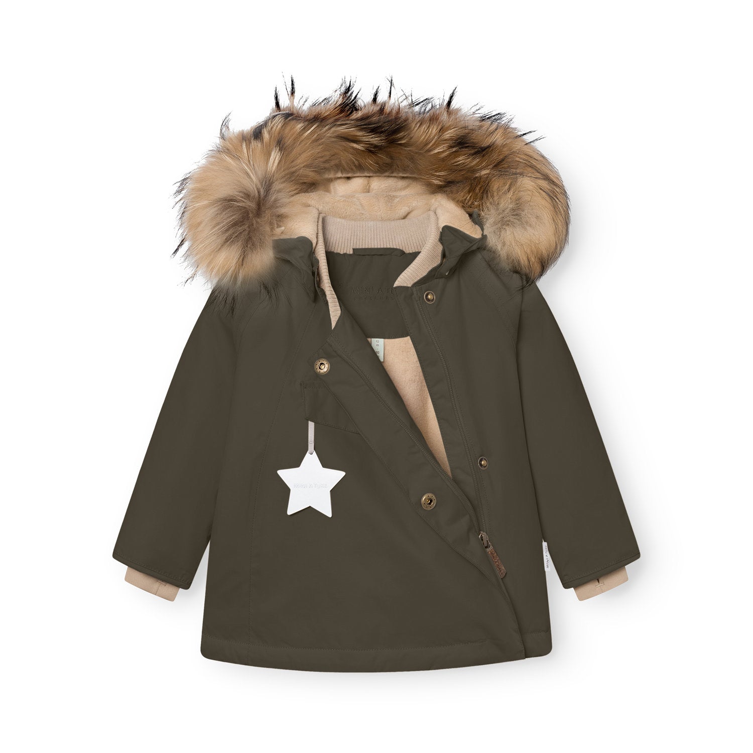 MATWANG fleeceforet vinterjakke med pels. GRS