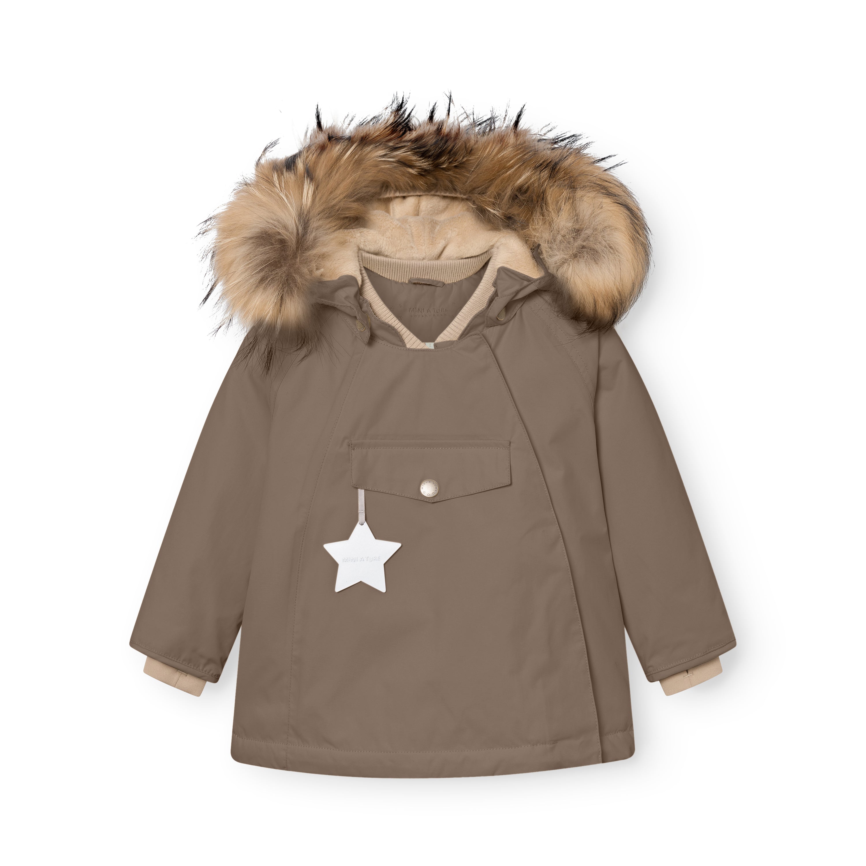 MATWANG fleeceforet vinterjakke med pels. GRS