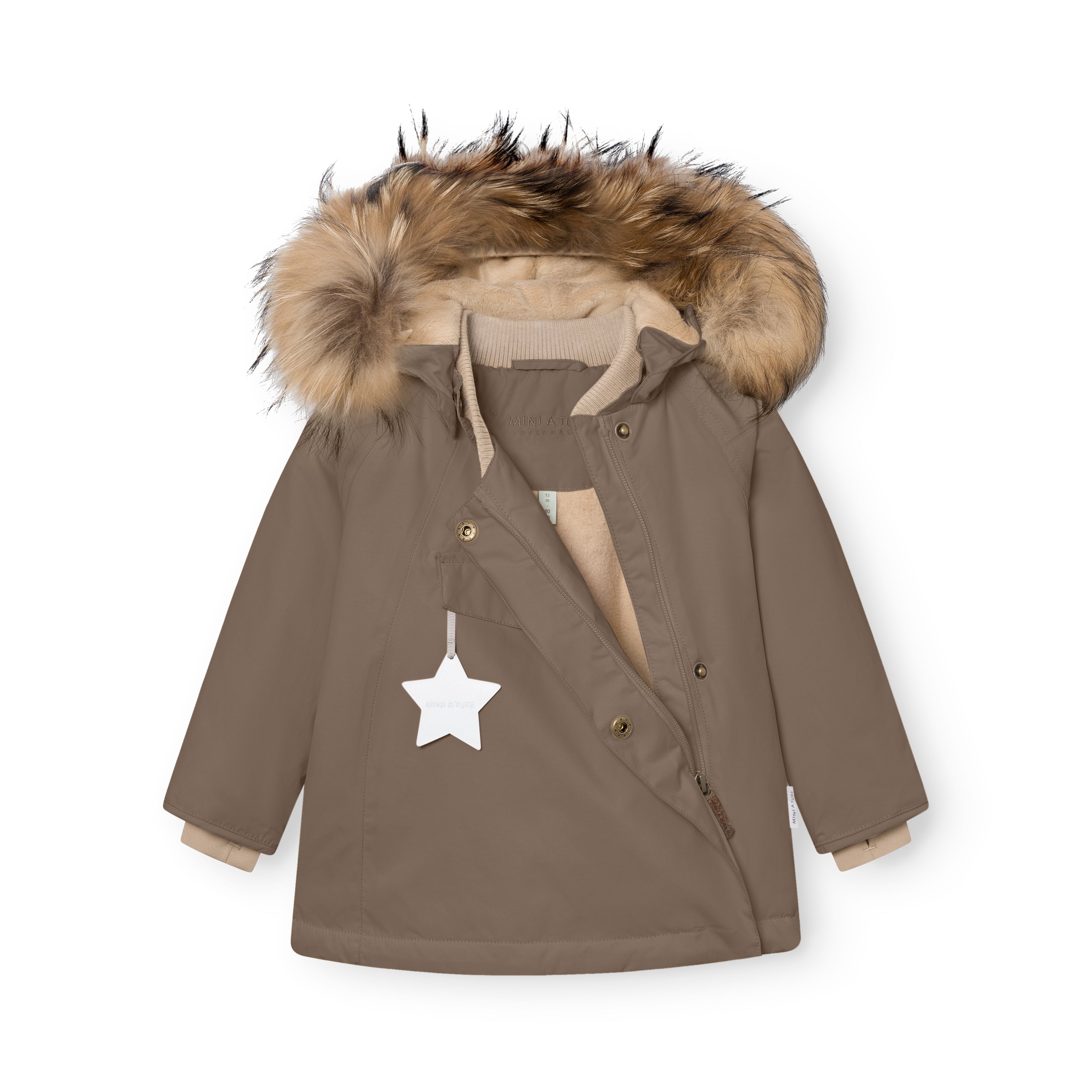 MATWANG fleeceforet vinterjakke med pels. GRS