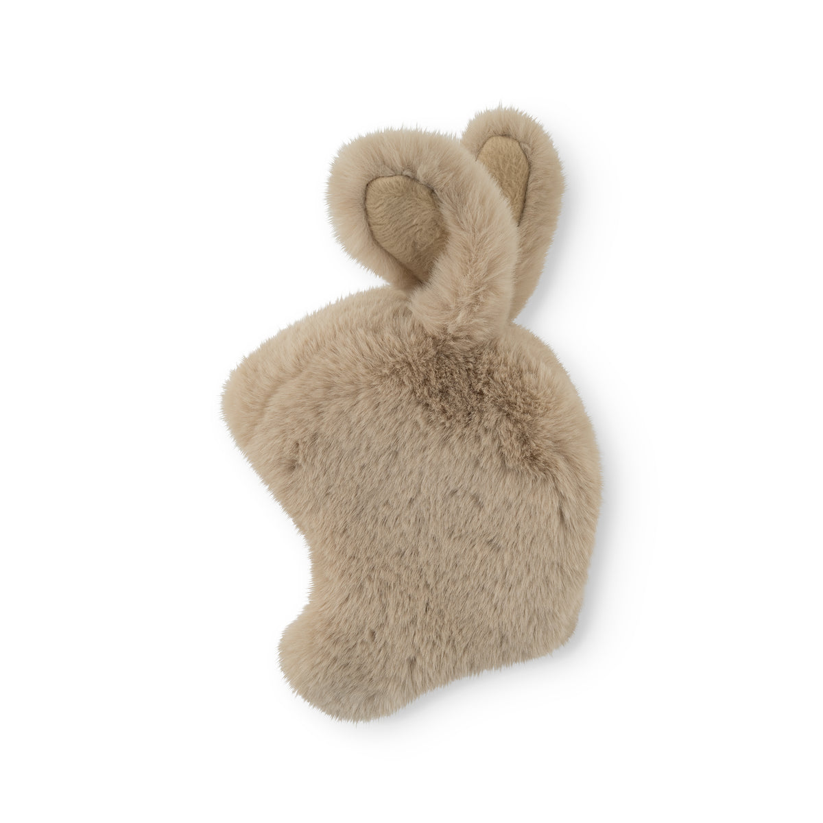MATLIEN kaninhue i fleeceforet vinterudgave i sandfarve, fotograferet forfra som produktbillede. Huen har bløde kaninører på toppen og brede flapper til at dække ører og kinder.